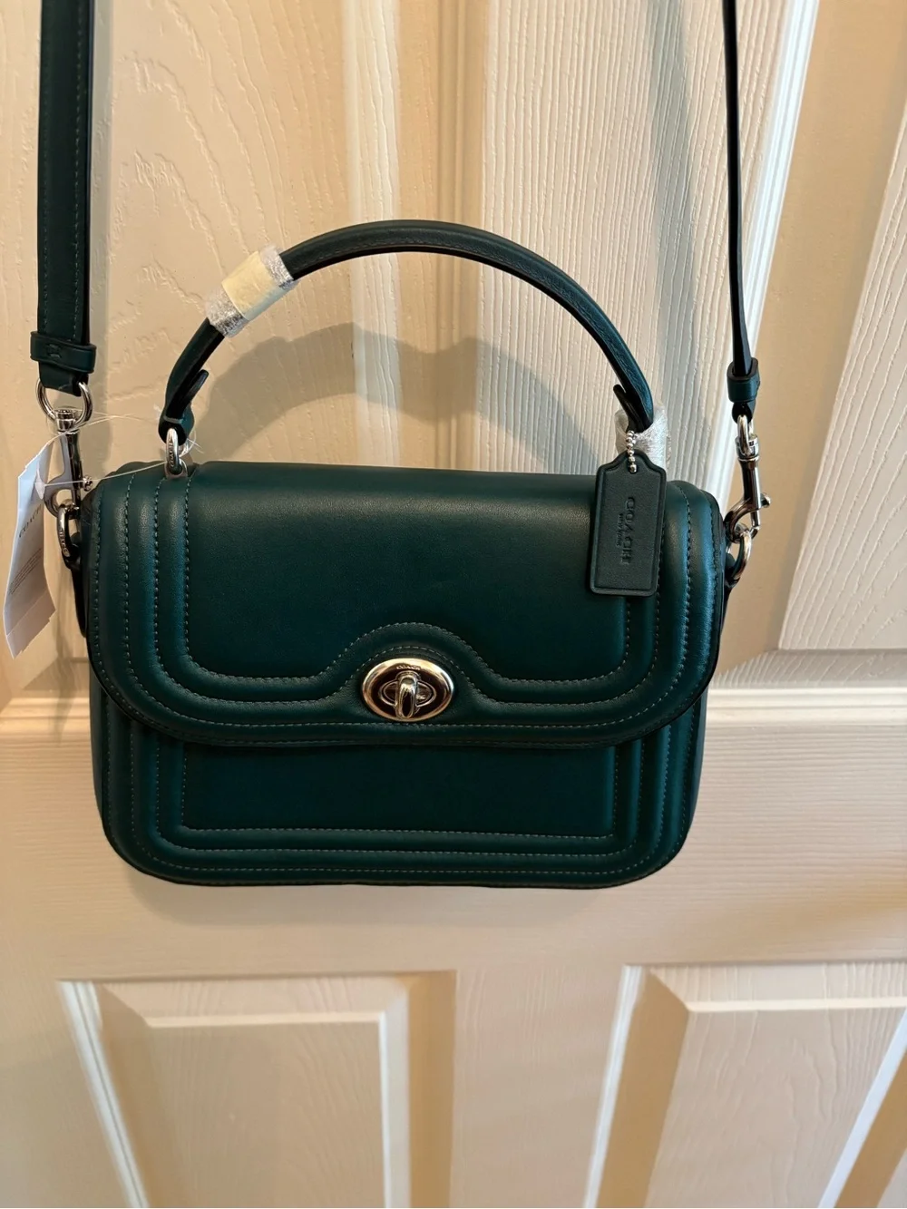 NWT Coach Green Leather Top Handle Crossbody Bag